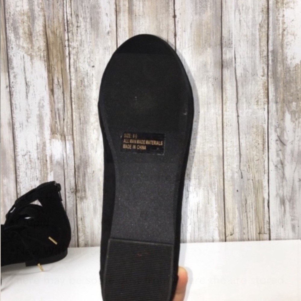 Qupid Black Lace Up Pointed Toe Flats - Picture 5 of 5
